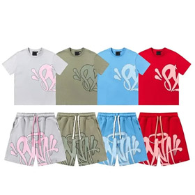 Syna World foam letter print casual short-sleeved T-shirt shorts set-2873  